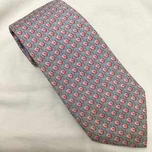 Vineyard Vines Pink and Gray Tie with Piggy Bank Design